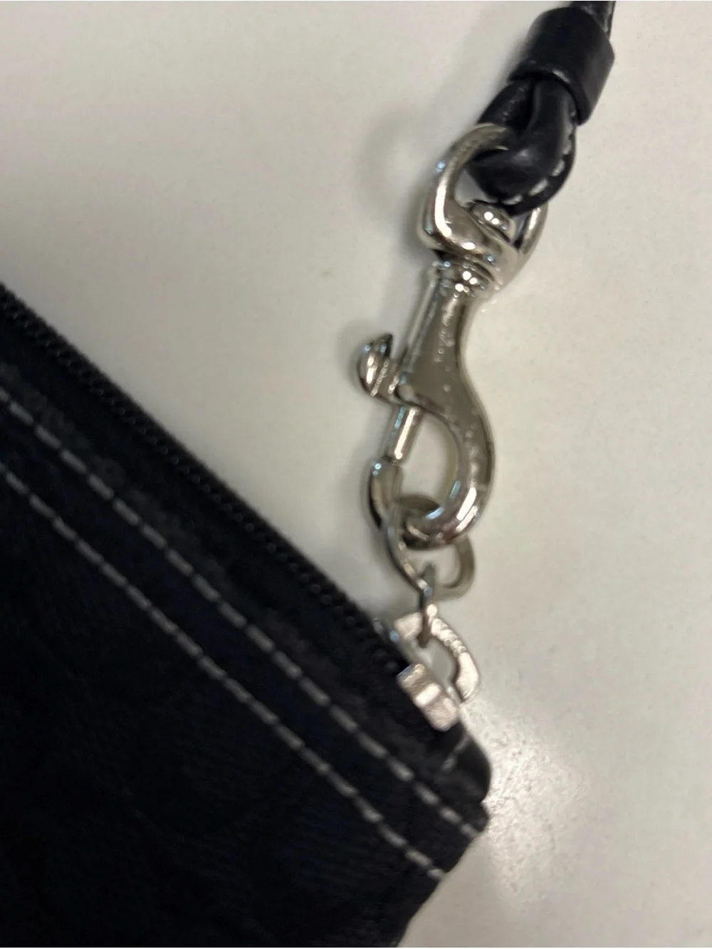 Coach Black Wristlet Clutch with Contrast Stitching
